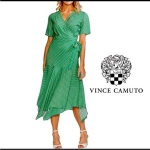 Vince Camuto Daybreak Emerald Leaf Wrap Midi Dress